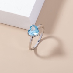 Simple fashion trend lake water sapphire copper ring female creative micro-inlaid zircon jewelry