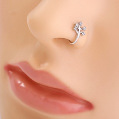 micro-inlaid zircon leaves U-shaped false nose ring personality trend mini piercing nose ring jewelry