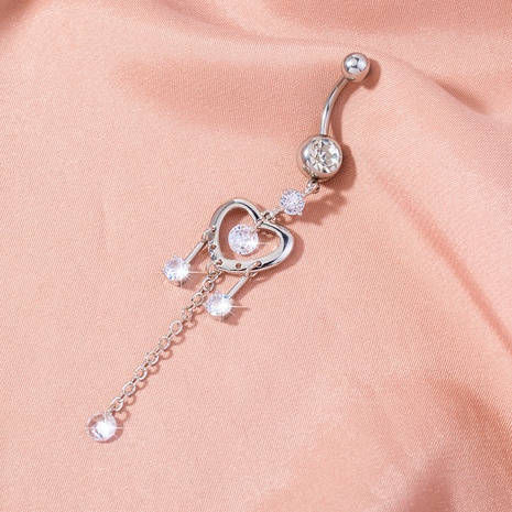 hot selling belly button ring simple heart-shaped chain shiny zircon belly button nail piercing accessories wholesale NHDB499084's discount tags