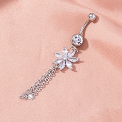 new style simple wind flower chain zircon belly button ring belly button nail piercing jewelry wholesale