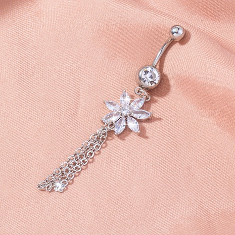 new style simple wind flower chain zircon belly button ring belly button nail piercing jewelry wholesale NHDB499091's discount tags