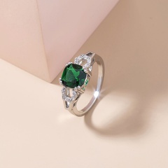 European and American new fashion emerald green zircon ring simple micro-inlaid copper ring