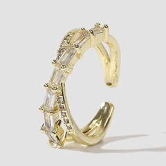 Koreanischer Stil einfacher Kupfer eingelegter Zirkon offener Ring weiblicher kreativer echter Vergoldungsringschmuck