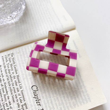 PVC material black and white checkerboard square acrylic gripping clip hair clip NHQYF499129's discount tags