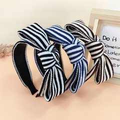 new woolen bowknot headband retro striped fashion hairpin knitting hairband