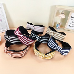 Retro striped color matching knitting knotted wide-brimmed mixed color hairpin wool hair bundles