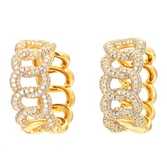 Fashion personality ladder ring female simple hollow diamond zircon copper earrings