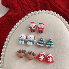 2021 New Christmas Series Resin Santa Claus Elk Snowman Bell Earrings