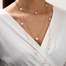 Nuevo collar de mltiples capas de aleacin moldeada simple Collar largo de perlas de modapicture8