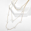Nuevo collar de mltiples capas de aleacin moldeada simple Collar largo de perlas de modapicture11
