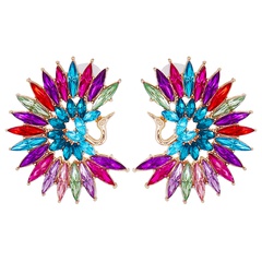 new European and American diamond peacock open-screen shape earrings