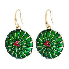 new retro lotus pond lotus green oiled earrings jewelry