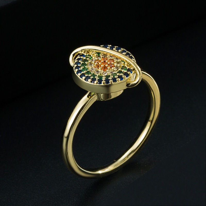 Planet rotierende Farbe Zirkonium Kupfer vergoldeter Ring weiblich