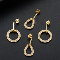 fashion drop-shaped copper micro-inlaid zircon earrings female simple