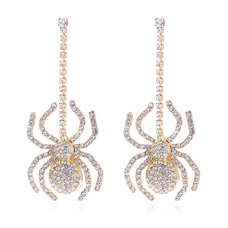 European and American exaggerated spider earrings long alloy diamond-studded insect earrings  NHJQ499358's discount tags