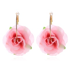 new pink fabric flower earrings multi-layer petal decoration earrings
