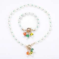 baroque style large particle pearl necklace Korean glass mushroom bracelet set