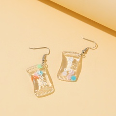 New creative cartoon candy earrings personality cute transparent resin candy earrings