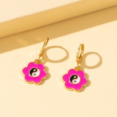 New personality cartoon flower earrings fashion alloy drip oil flower earrings