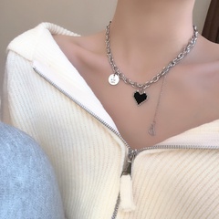 double layered heart pendant necklace hip hop sweater chain fashion dripping necklace