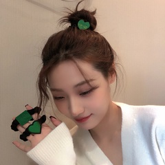 Korean ins geometric love elastic rope hair ring fashion personality spray paint hair accessories