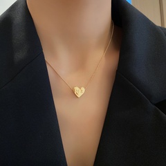 Japanese and Korean fashion letter heart necklace simple small metal texture necklace