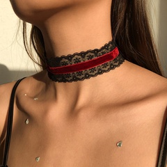 choker collar necklace gothic lace flower hit color retro necklace