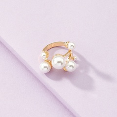Pearl ring female simple niche design alloy ring fashion index finger ring