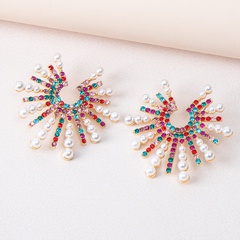 color diamond pearl creative C-shaped sunflower earrings ear jewelry