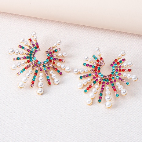 color diamond pearl creative C-shaped sunflower earrings ear jewelry's discount tags