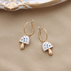 European and American creative retro earrings cute diamond mushroom earrings