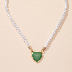 European and American cross-border new products love pendant pearl necklace retro emerald necklace