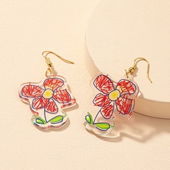 Fashion flower earrings personality creative transparent alloy earrings
