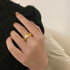 French color zircon ring light luxury fashion simple copper open ring