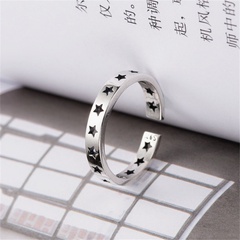 Korean retro distressed five-pointed star ring female hollow star index finger copper ring