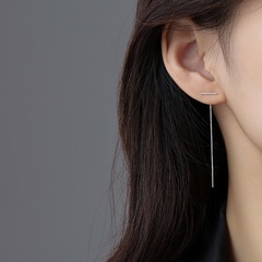 Minimalist word ear line female long box chain long tassel silver earrings