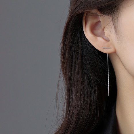 Minimalist word ear line female long box chain long tassel silver earrings  NHLON499892's discount tags