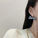 Autumn and winter checkerboard bow fabric earringspicture10