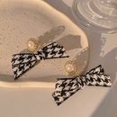 Autumn and winter checkerboard bow fabric earringspicture11