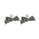 Autumn and winter checkerboard bow fabric earringspicture13