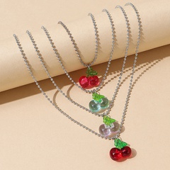 Korean version of creative popular resin cherry pendent necklace set