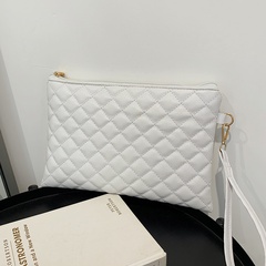 Retro solid color texture clutch bag simple rhombic soft face envelope small square bag