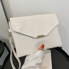 Retro crocodile pattern pu simple solid color handbag