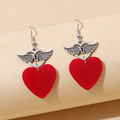 European and American creative fashion wings resin peach heart earrings wholesale