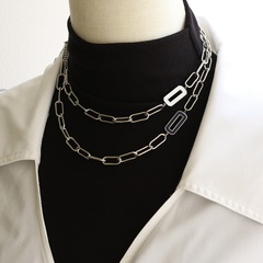 doppelseitige marineblaue und weiße doppelseitige öltropfende Halskette kurze Kette Titanstahl Schmuck Großhandel