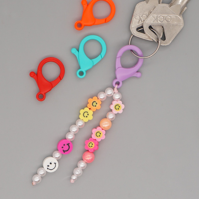 Go2boho New Ins Bohemian Rainbow Bead Acrylic Imitation Pearl Bag Small Keychain Pendant