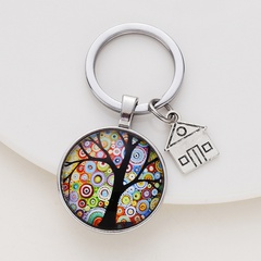 Hot Selling English Logo Glass Pendant Keychain Pendant Fashion All-Match Alloy Key Ring Gift Promotion