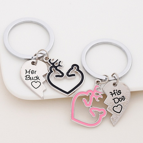 simple épissage en forme de coeur elk couple porte-clés deux pièces en gros femelle NHAP463188's discount tags