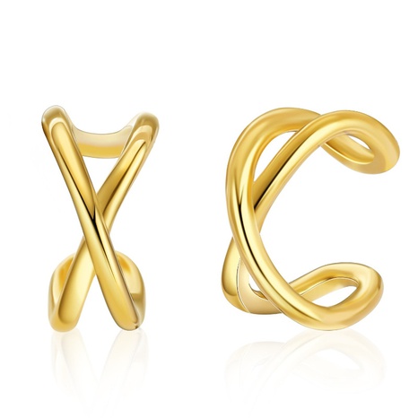 Minimalist style cross ear bone clip brass 18K gold plated C-shaped ear clip's discount tags