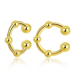 Brass plated 18K real gold without pierced ear bone clip U-shaped peas ear clip earrings